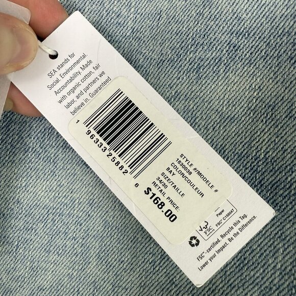 Outerknown Coye Slim Sea Jeans 34x30 NWT Men’s Light Wash Organic Denim Eco Fit - Picture 9 of 14